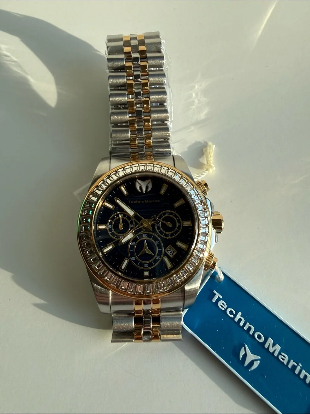 TechnoMarine Manta Ray Chronograph Blue Dial Two-Tone Watch NWT